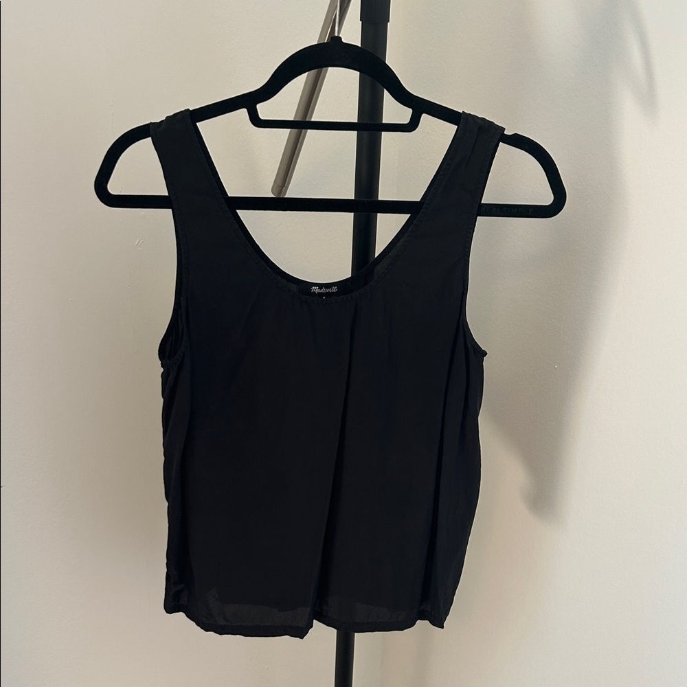 Madewell 100%Silk Black Tank Top